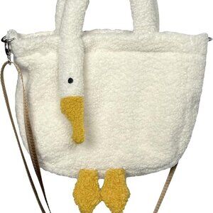 Women Cute Plush Goose Bag Funny Novelty Goose Purse Tote Handbag Shopper Bag